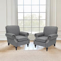 Accent Chair22.4 Seat Depth Armchair with Roll Arms36.6W*34.3D*34.6H Living Room ChairWood LegsSet of 2Faux Leather in Gray