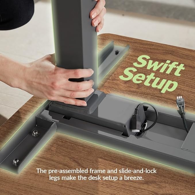 Vari ComfortEdge 60x30 Inch Adjustable Electric Standing Desk – Sit Stand VariDesk with Memory Presets Sloped Edge 200 LB Capacity + Tool-Free Assembly (Walnut)