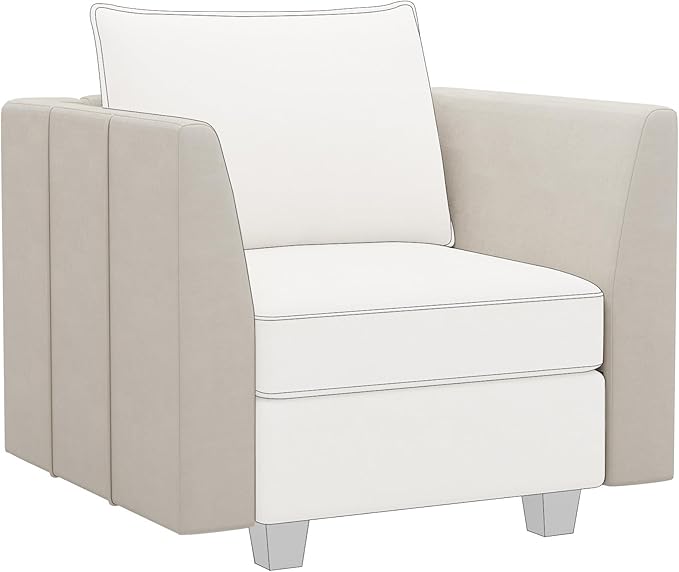 Belffin Modular Sofa Armrest Module for Velvet Piping Modular Sectoinal Couch Pair of Armrests Beige
