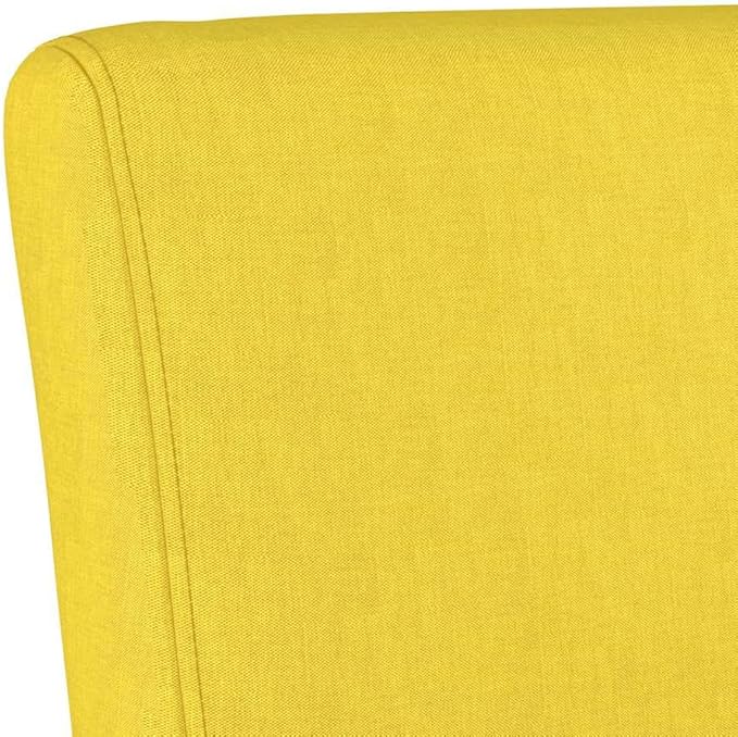 vidaXL Modern Slipper Chair with Supportive Backrest Light Yellow Fabric Upholstery Solid Wood Legs Stylish Living Room Furniture Cushioned Seat