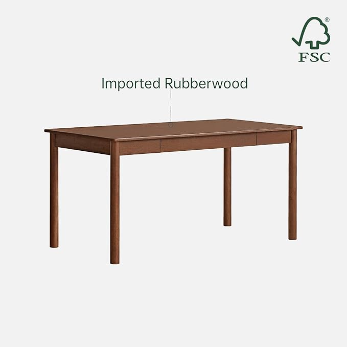 YESWOOD 100% Solid Wood Desk Mid Century Modern Computer Desk Home Office Writing Desk with Drawers for Study Living Room 47.24 W
