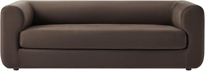 Modway Leif Performance Velvet Upholstered Sofa – 89 Inch Modern Tuxedo Sofa – Comfy 3 Seater Velvet Couch