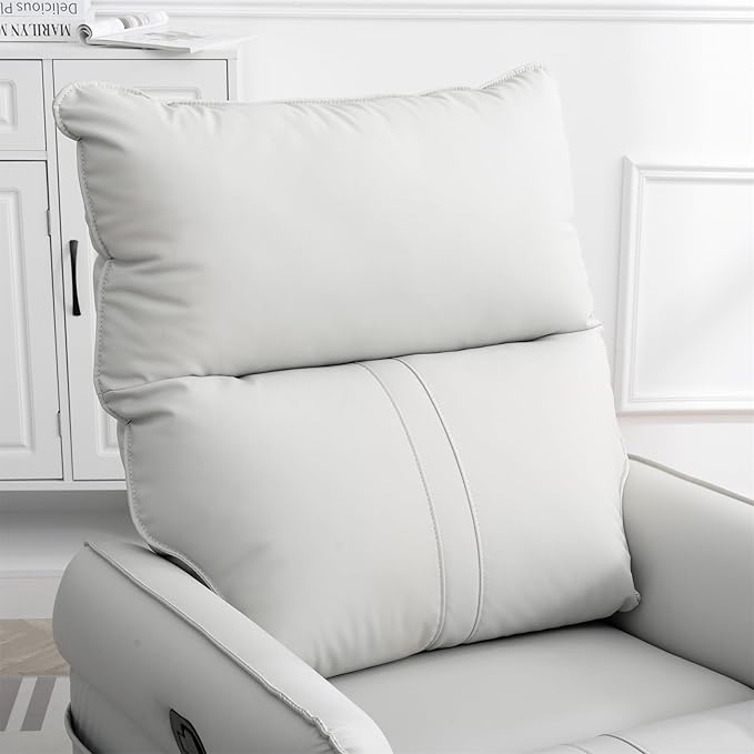 270° Power Swivel Rocker Recliner Chair for Adults – Electric Reclining Small Sofa Chair with Smooth Rocking &amp Rotation Comfortable Single Recliner for Living Room Bedroom (Light Gray+PU)