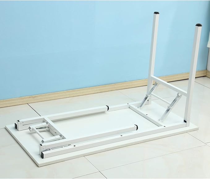 SogesPower Computer Desk Folding Table 47 inches Fully Assembled Sturdy Writing Desk for Home Office Folding Desk White