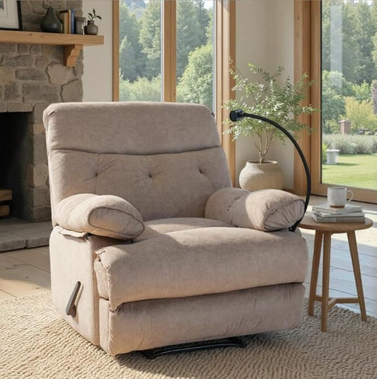 Manual Oversized Recliner Chair for Heavy Duty Adults 400lbs Extra Wide Recliner with Phone Holder Big Man Recliners for Living Room Bedroom Nursery RV Brown