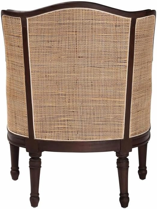 Beige Upholstered Armchair with Woven Accents - Elegant Living Room Chair