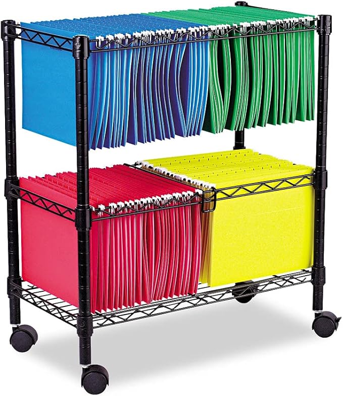Alera ALE Two-Tier Rolling File Cart 26w x14d x 29-1/2h Black