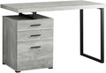 Modern 48 Grey Laminate Computer Desk with Storage Drawers Left/Right Setup Black Metal Legs for Home Office