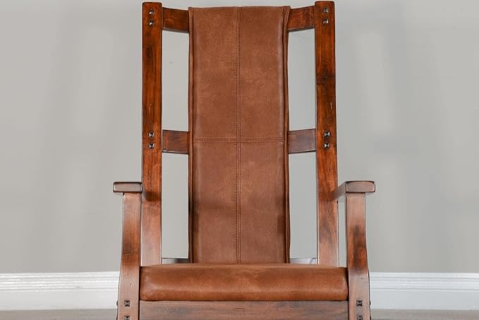Pemberly Row Wood Rocking Chair Indoor in Chocolate (41 H x 26 W x 22.5 D) for Living Room with Cushion Seat High Back Easy Assembly