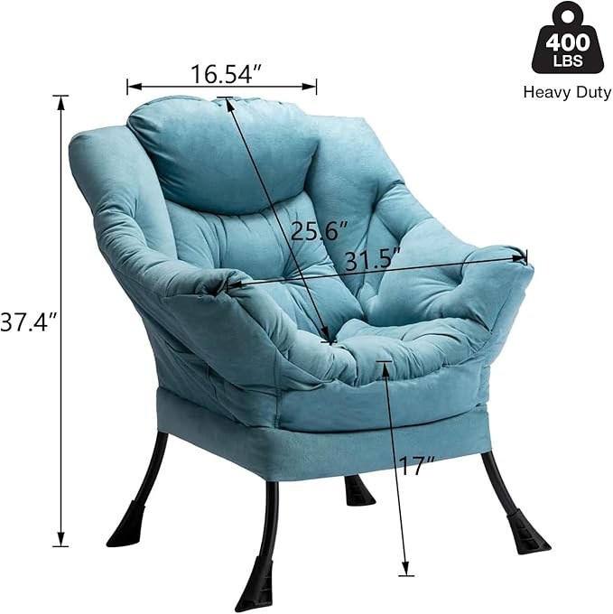 HollyHOME Lazy Chair with Armrest and Side Pocket Comfy Accent Lounge ChairLeisure Sofa Armchair for Living Room Bedroom Dorm or Small Spaces Oversized Reading Sofa Chair Textured Blue