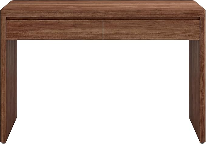Henn&ampHart 48 Modern Rectangular Wooden Home Office Desk Computer Desk Writing Table with 2 Storage Drawers for Home Office Medium Walnut