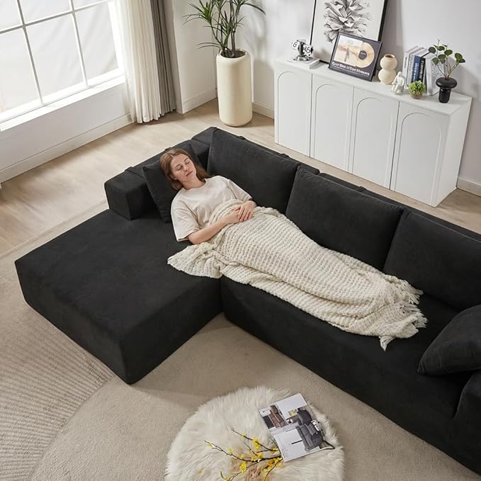 2026 New 108 L Shaped Sectional Sofa Couch Chenille Boneless Couch Deep Seat Sectional Modular Couch for Living Room No Assembly Required