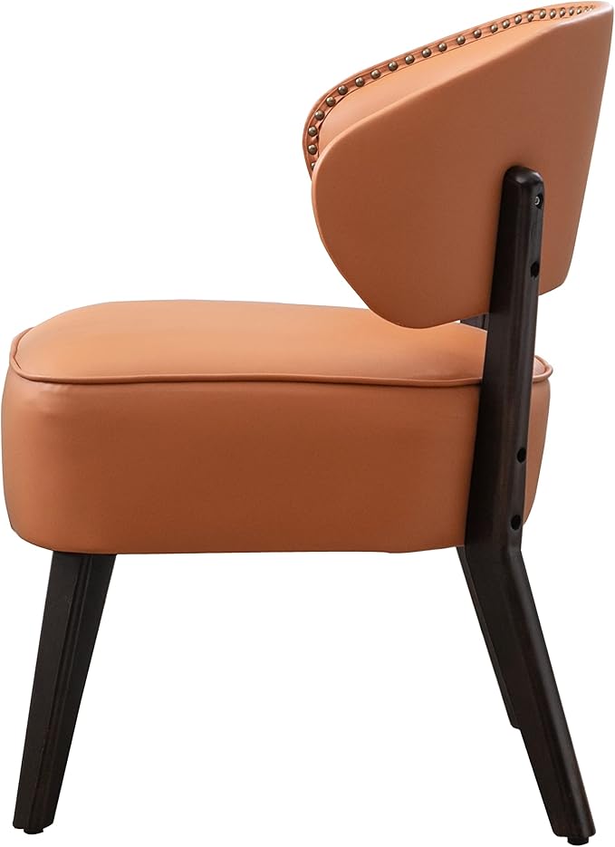 Modern PU Leather Upholstery Chair Living Room Leisure Sofa ChairArmless Reading Chair for Living Room Bedroom Waiting Room with Rivet Trimfor Bedroom Home ReceptionOrange