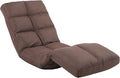 Floor Recliner with Adjustable Footrest - 14-Position Backrest &amp 5-Level Footrest for Ultimate Relaxation Foldable Linen Chaise Lounge Chair for Living Room (Brown)