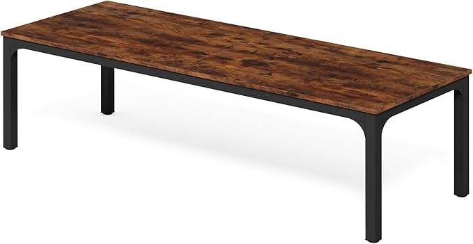 LITTLE TREE Two Person Desk 78.7 Inches Extra Long Computer Desk Wooden Large Office Desks with Strong Metal Legs Double Desk for 2 People Writing Study Table for Home Office Brown &amp Black