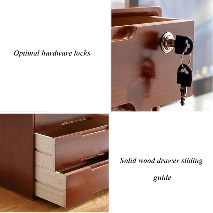 Desktop File Cabinet Solid Wood Filing Cabinet Desktop Organizer Storage Box 4 Floor Storage Box Shelf Small Office Desktop Storage Box Chest of Drawers Put A4 Paper