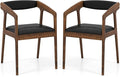 SIMOE Set of 2 PU Leather Accent Chairs Mid-Century Modern Armchairs with Padded Seat and Backrest Rubber Wood Frame Upholstered Reading Chairs for Living Room Leisure