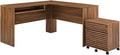 Modway Render Mid-Century Modern Office Desk and File Cabinet Set Walnut