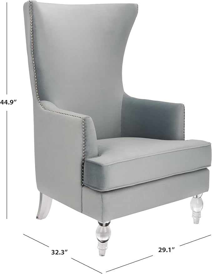Safavieh Couture Geode Modern Light Silver Wingback Chair