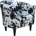 Pemberly Row Traditional Fabric &amp EPS Club Chair Black and White Finish Fun Cow Print Padded Seat Durable Construction 32 H x 30.5 W x 27.5 D Accent Chair for Living Room or Bedroom