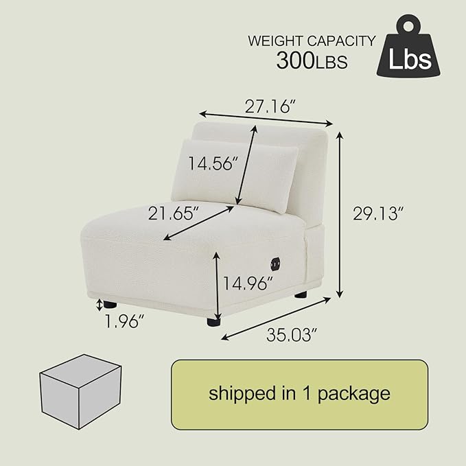 Sectional Sofa CouchConvertible U Shaped Sectional for Living RoomModular L Shaped Couch with Removable Ottoman.（1set-White）