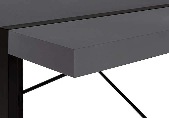 Penau Computer Desk for Home Office 48In Grey Laminate Surface Modern Black Metal Legs Contemporary Design Versatile Usage