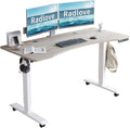Radlove Electric Standing Desk 55 x 30 Height Adjustable Computer Desk Sit Stand Desk Home Office Desks with Splice Board and A Under Desk Cable Management Tray (White Frame + Oak Top)