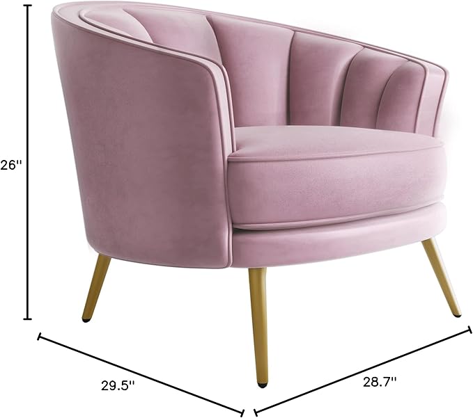 Modern Velvet Accent Barrel Chair Leisure Accent Chair Living Room Upholstered Armchair Vanity Chair for Bedroom Meeting Room Pink