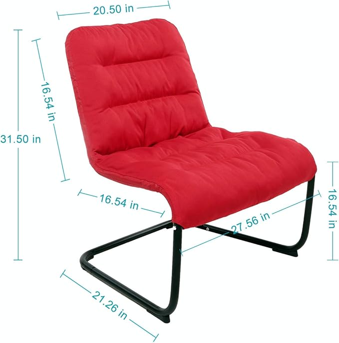 Durable Metal Modern Chair with Soft Comfortable Cushion Red - Ideal for Bedrooms Living Rooms Dorms Indoor Spaces Accent and Lounging