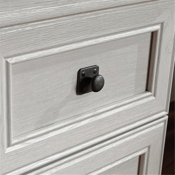 Pemberly Row L-Shaped Engineered Wood Desk Glacier Oak/Rosso Slate Accents 68.74 x 65.11 x 29.6 in Adjustable Storage File Drawers Grommet Holes Home Office Desk