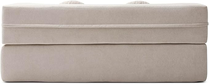 King Size Sofa Bed 76 Inch Convertible Futon Boneless Couch 2-in-1 Loveseat Sleeper Sofa with 2 Pillow Modern Velvet Fabric Floor Couch Bed for Living Room No Assembly Required (Beige)