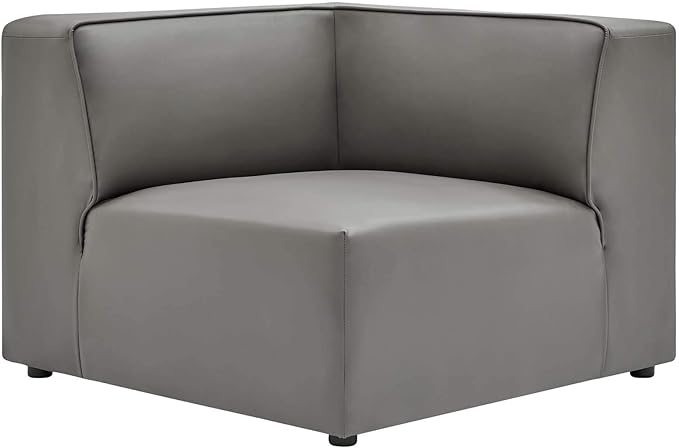 Modway Mingle Vegan Leather Sectional Sofa Corner Chair in Gray