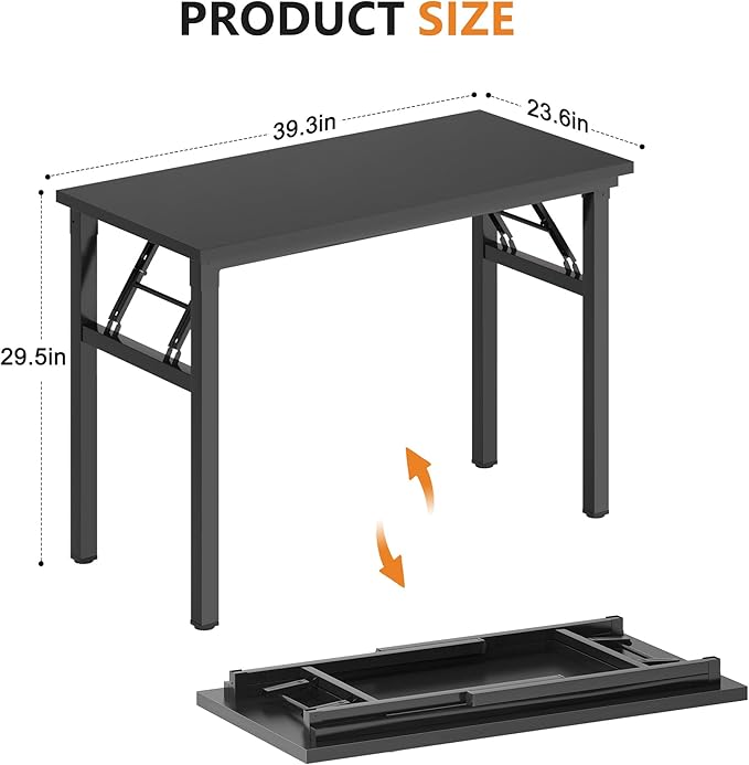 SDHYL 39 inchesNo Assembly Foldable Computer Desk for Home Office Workstation Study and Writing Black