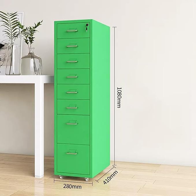 File Cabinet Tin Cabinet Under Desk Storage Cabinet with Lock Mobile Drawer Cabinet Data Filing Cabinet (Size : Eight Layers)