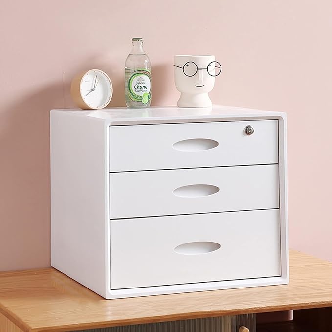 Multi-Layer Drawer Storage Box Flat File Cabinet With Lockable 1/2/3 Drawer Solid Wood A4 Treatment Storage Cabinet For Home Desktop Office(C3 drawer)