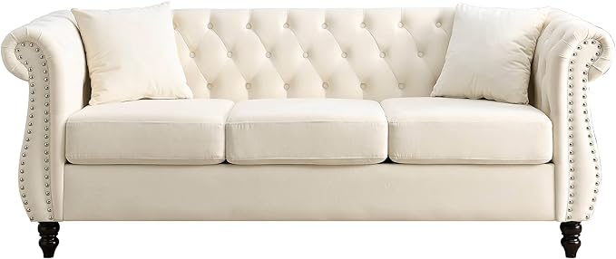 Oversized Velvet Loveseat 80 Inch Sectional CouchLuxury 3 Seater Deep Couch with NailheadUpholstered Sofa for Living Room Bedroom Apartment