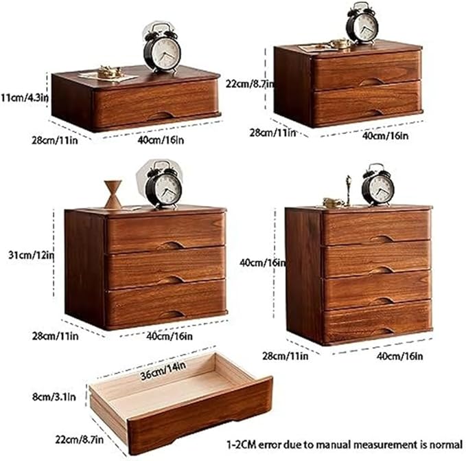 Solid Wood Desktop Drawer File Cabinet Office Storage Organizer for Computer Files and Supplies Single Color - 4-Drawer Version(2)