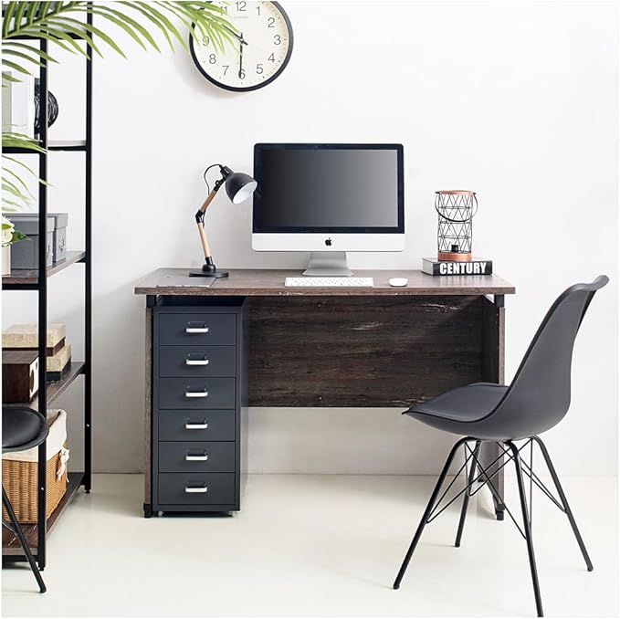 Maykoosh Retro Writing Desk - Rustic Gray Wood Desk for Home Office - Compact Computer Table