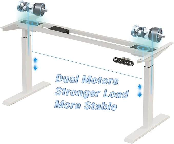 Dual Motor 63x30 Height Adjustable Electric Standing DeskHeight Stand Up Computer DeskSit and Stand Home Office Desk with Splice Board(Oak+White Top White Frame)