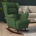 Rocking Chair Wooden Legs Rubber Velvet Dark Green Rocking Chair Living Room Chair Bedroom