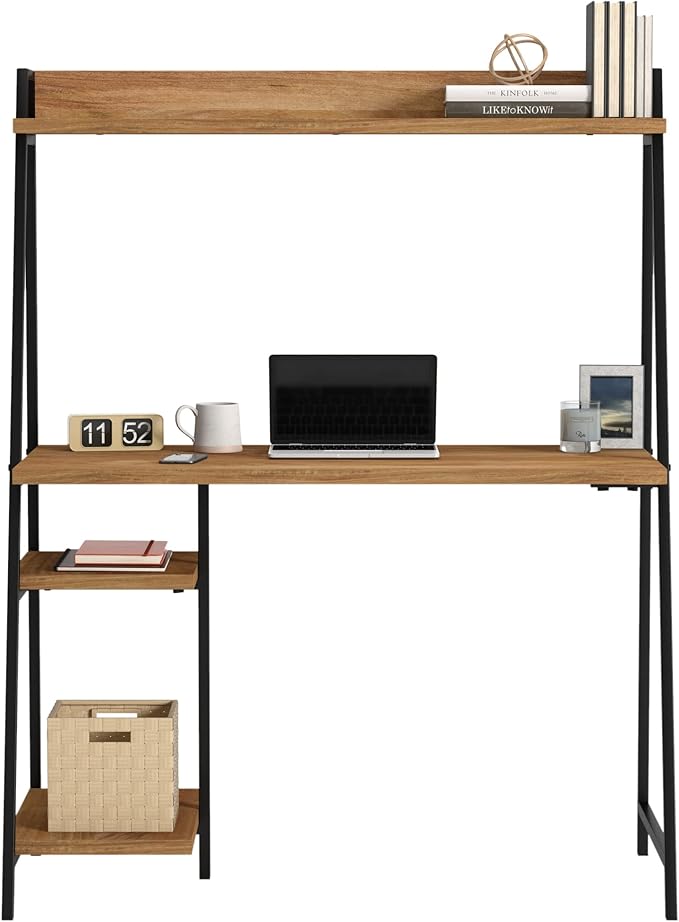 Sauder North Avenue Modern Computer Desk with Hutch for Office Sindoori Mango Finish