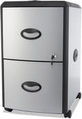 Storex 2-Drawer Mobile File Cabinet with Lock 19 x 15 x 23 Inches Metal Accent Panels (STX61351U01C)Silver/Black