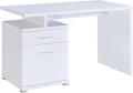 Coaster Home Furnishings - Irving - Engineered Wood - 2-Drawer Computer Desk with File Cabinet Rectangular Desk with Smooth Top and Plastic Glides - Home Office - 47-Inch - White - 800110