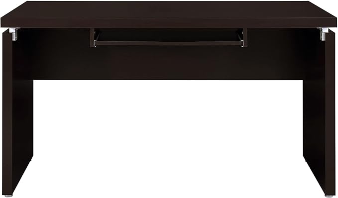 Stonecroft Furniture Contemporary Computer Desk 55 in Wide MDF/Melamine Paper Cappuccino Finish 1 Drawer Reversible L-Shape Option Floating Surface Design Office Desk for Home or Workspace Use