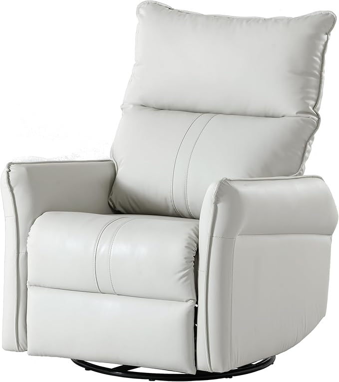 270° Power Swivel Rocker Recliner Chair for Adults – Electric Reclining Small Sofa Chair with Smooth Rocking &amp Rotation Comfortable Single Recliner for Living Room Bedroom (Light Gray+PU)