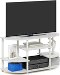 Furinno Jaya TV Stand 4-Tier Open Shelf Design Corner Entertainment Center with Round Corner TV Console for TV up to 46 Inch Toolless Assembly for Living Room Bedroom White