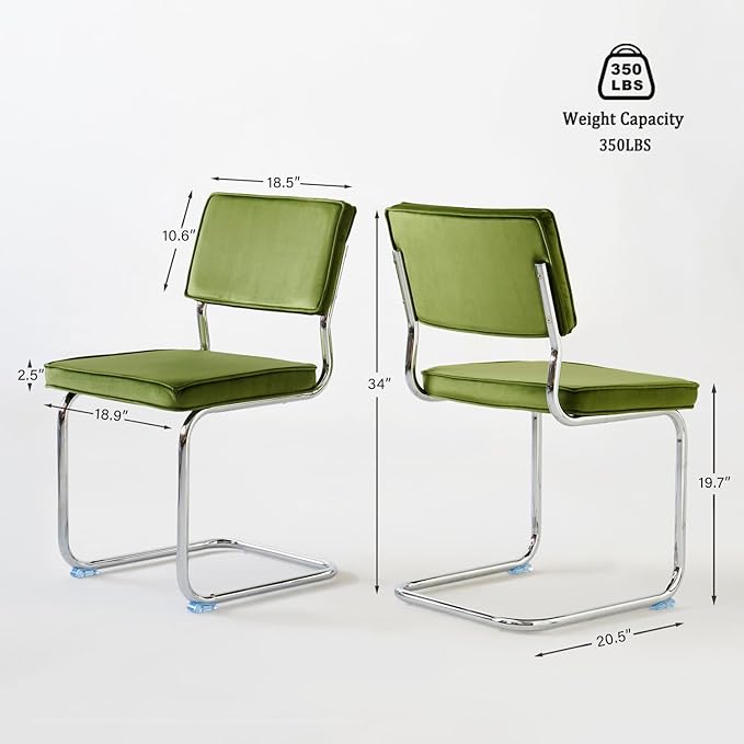 Velvet Dining ChairsMid Century Morden Dining Chairs Minimalistic Style Kitchen &amp Dining Room Chairs Upholstered Comfort Chairs with Chrome Metal Legs