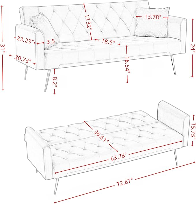 KEIKI 72 2Seat Velvet Sofa Couch for City Apartment Small Space Style Conscious Homeowners Warm Inviting Comfy Supportive Rest Space Elegant Premium Premium Design Gray