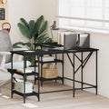 Large Black Engineered Wood Corner Desk Industrial Style Adjustable Feet Computer Desk for Home Office Study Dorm Room