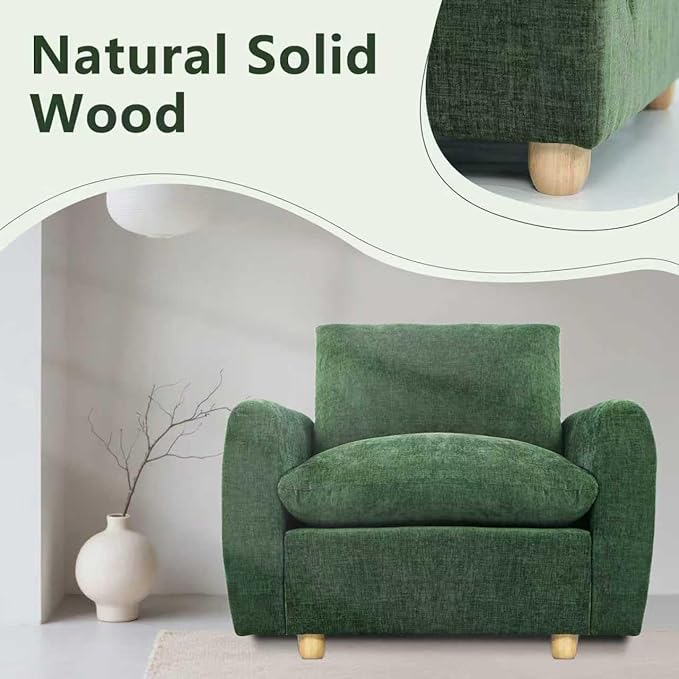 Brelice 2-in-1 Sofa Chair with Removable Arms Deep Seat Ergonomic Accent Chair Plush Chenille Fabric for Modular Living Room Sectional High Resilience